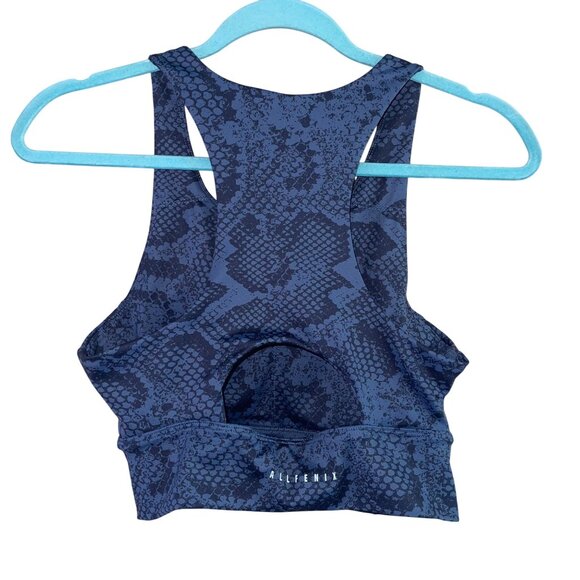 All Fenix Womens Sports Bra Size Large Gray Snake Print Long Stretch Athleisure - Picture 2 of 7